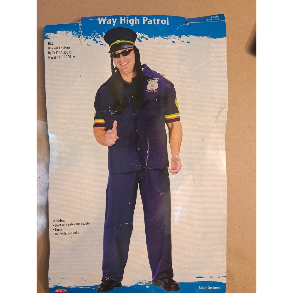 Fun World Way High Patrol Adult Costume Set Navy One Size Fits Most Humor